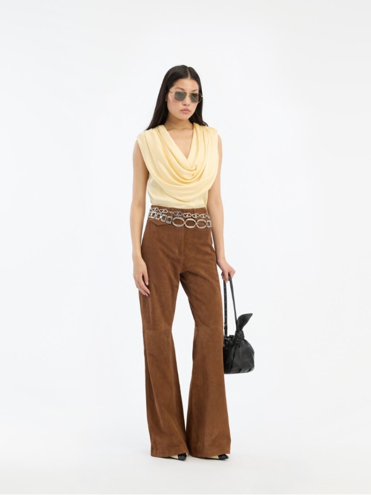 Rotate brown suede highwaisted pants 