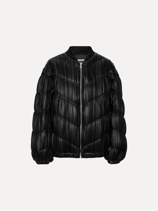 Rotate pleated black bomber jacket