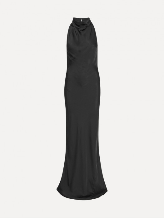 Rotate black satin maxi dress 