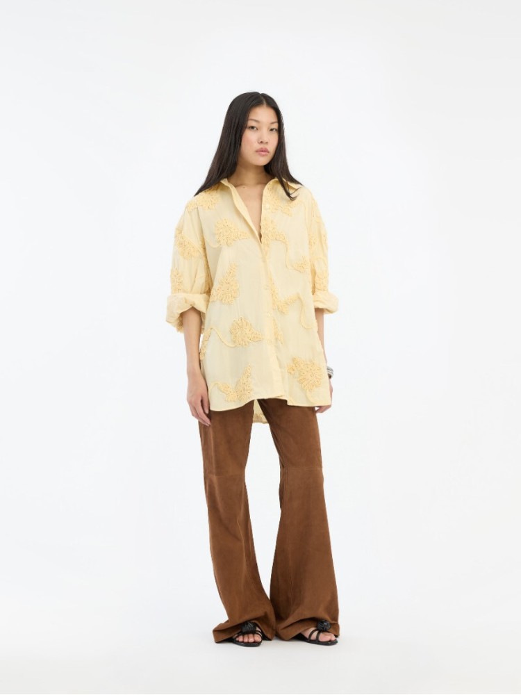 Rotate yellow flower oversized shirt