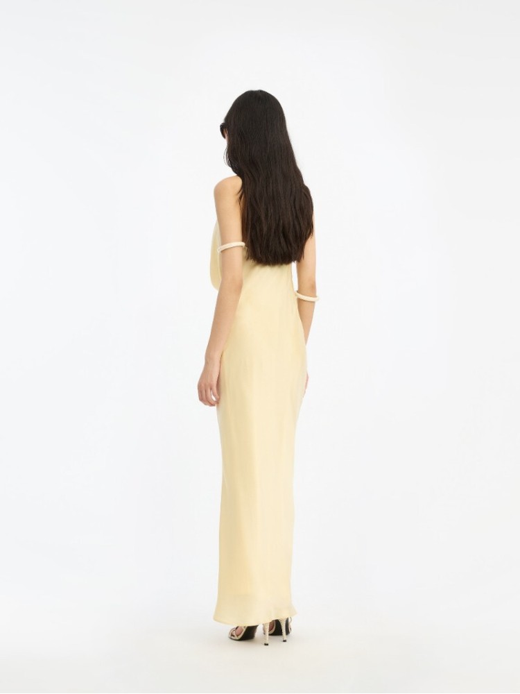Rotate yellow chiffon halter dress