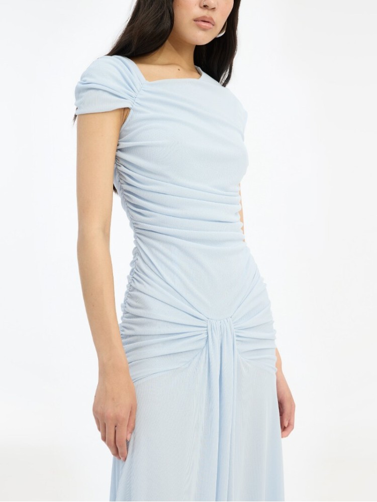 Rotate light blue maxi asymmetric dress
