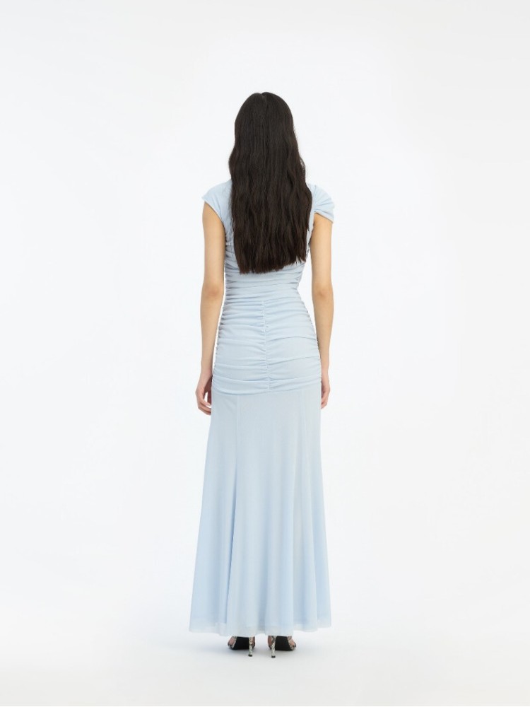 Rotate light blue maxi asymmetric dress