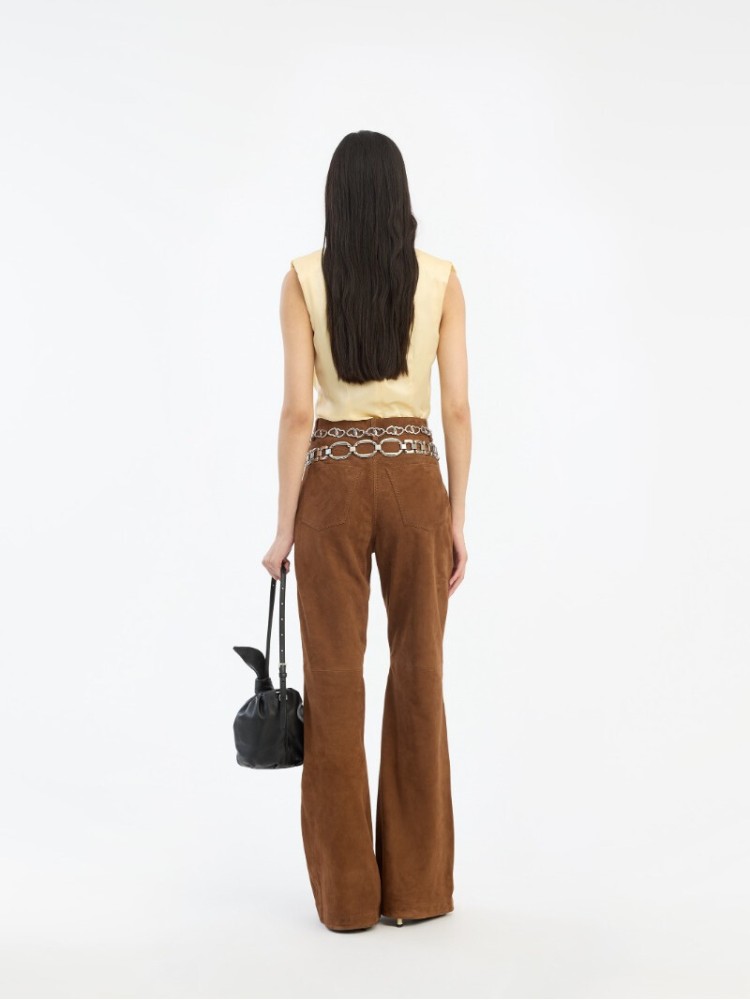 Rotate brown suede highwaisted pants 