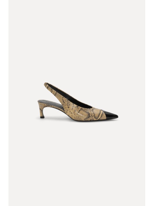 Rotate snake leather slingback pump 