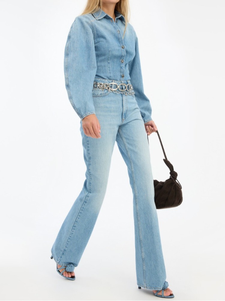 Rotate light blue slim bootcut jeans