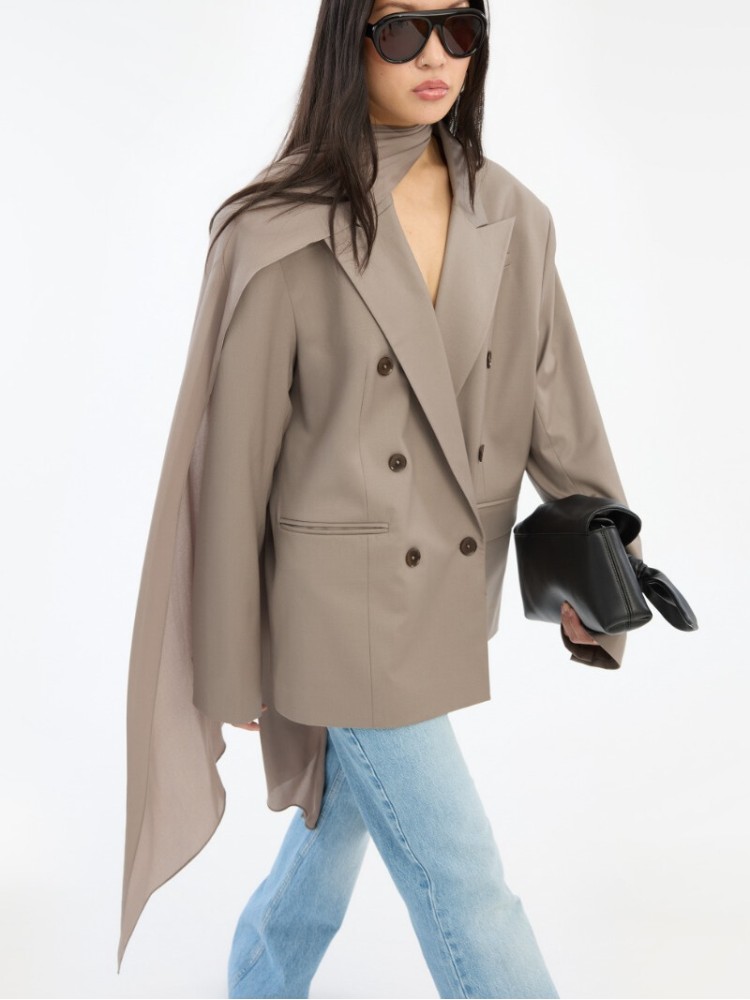 Rotate γκρι oversized scarf blazer