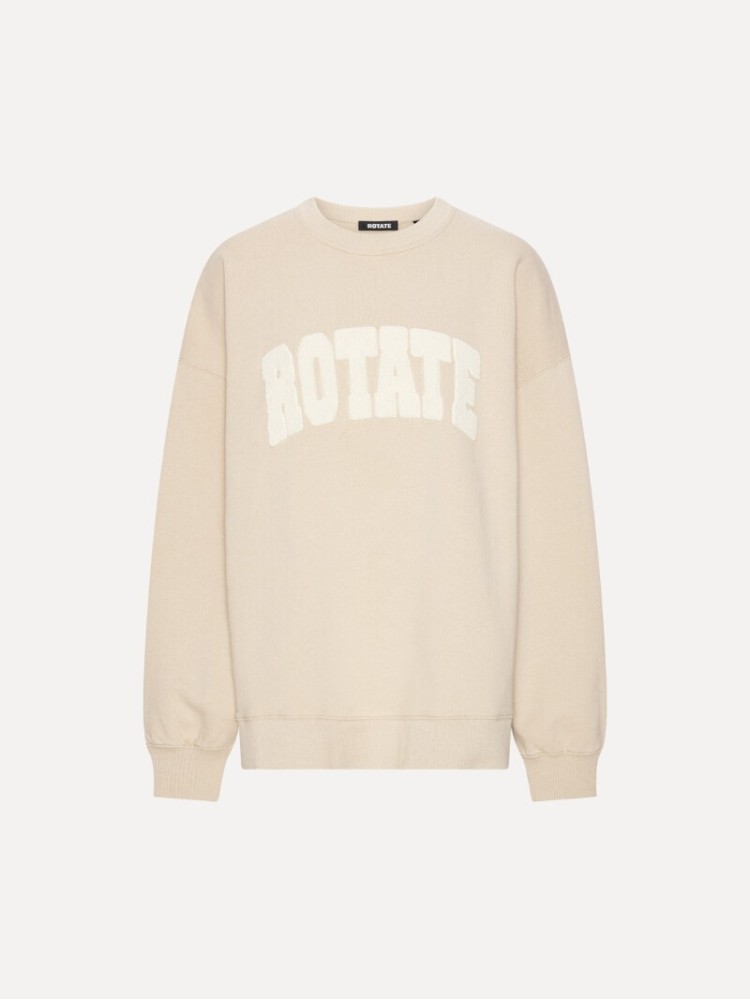 Rotate beige melange heavy crewneck sweater