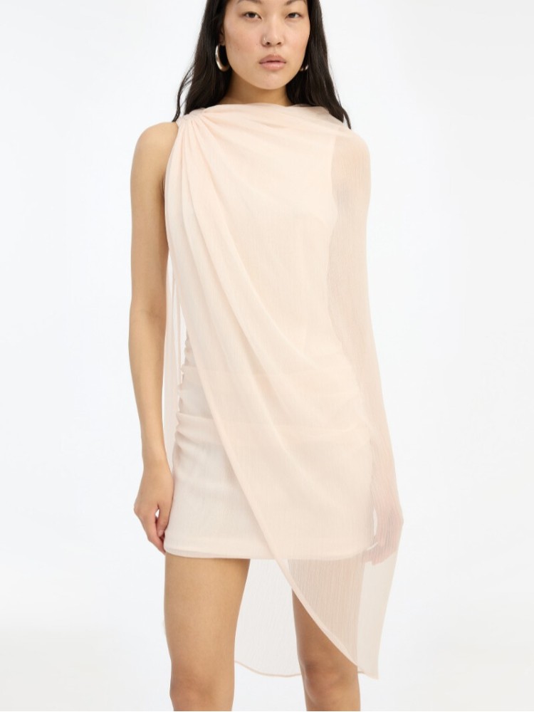 Rotate vanilla chiffon mini cape dress 