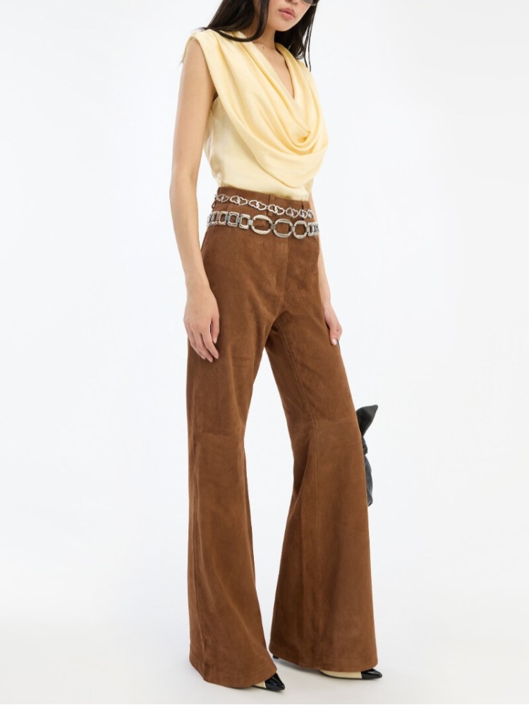 Rotate brown suede highwaisted pants 