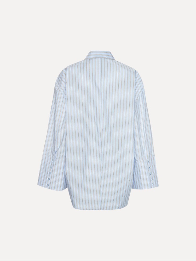 Rotate blue poplin oversized shirt with stripes 