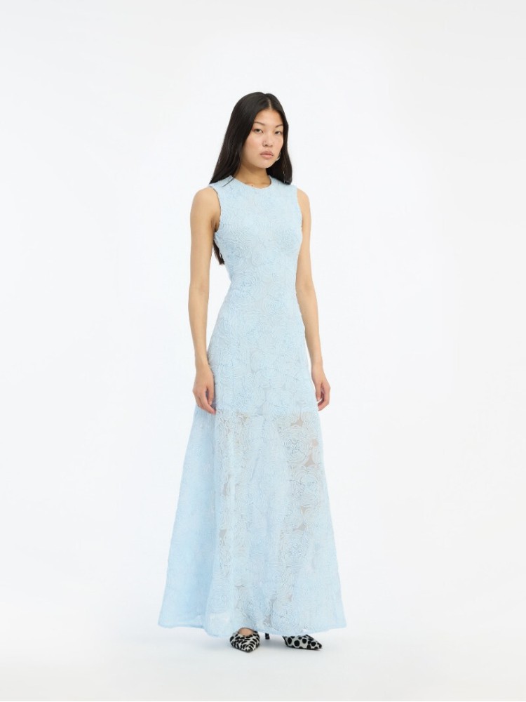 Rotate light blue mesh maxi dress