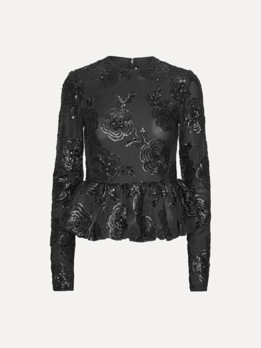 Rotate black sequins longsleeve bubble top