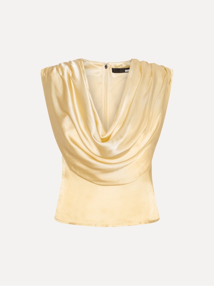 Rotate yellow chiffon waterfall top