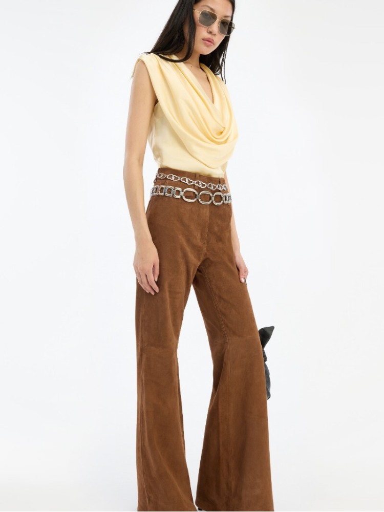 Rotate yellow chiffon waterfall top