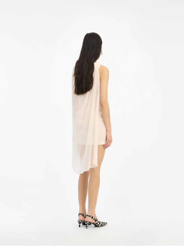 Rotate vanilla chiffon mini cape dress 