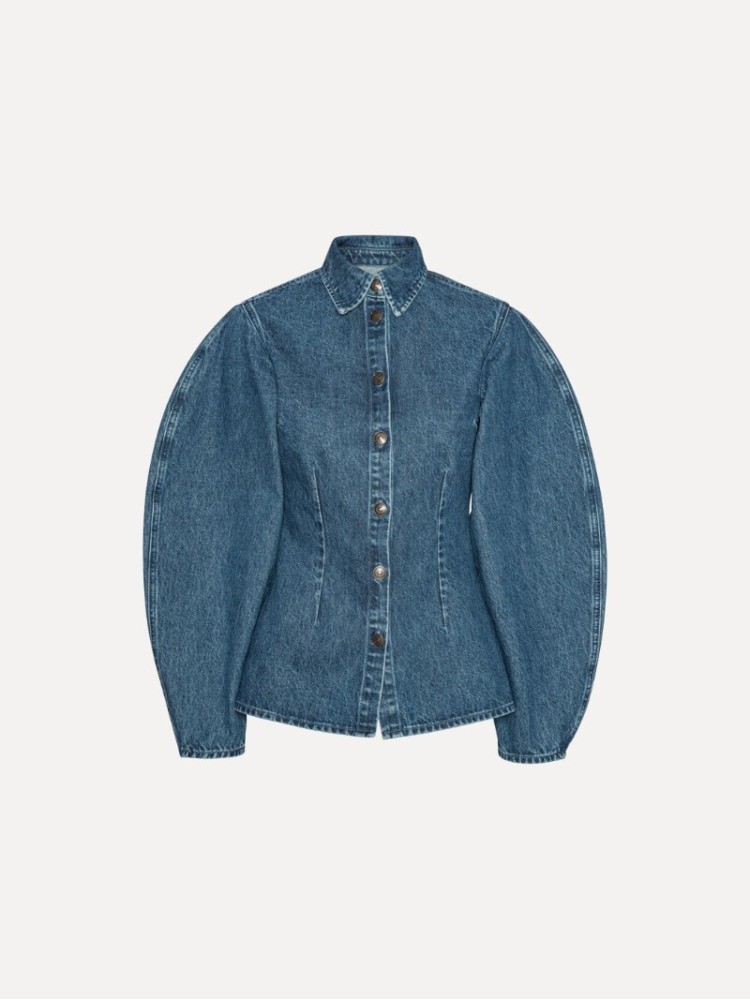 Rotate medium blue fitted τζιν πουκάμισο