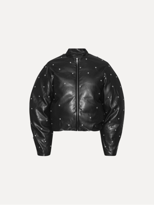 Rotate black studded padded jacket
