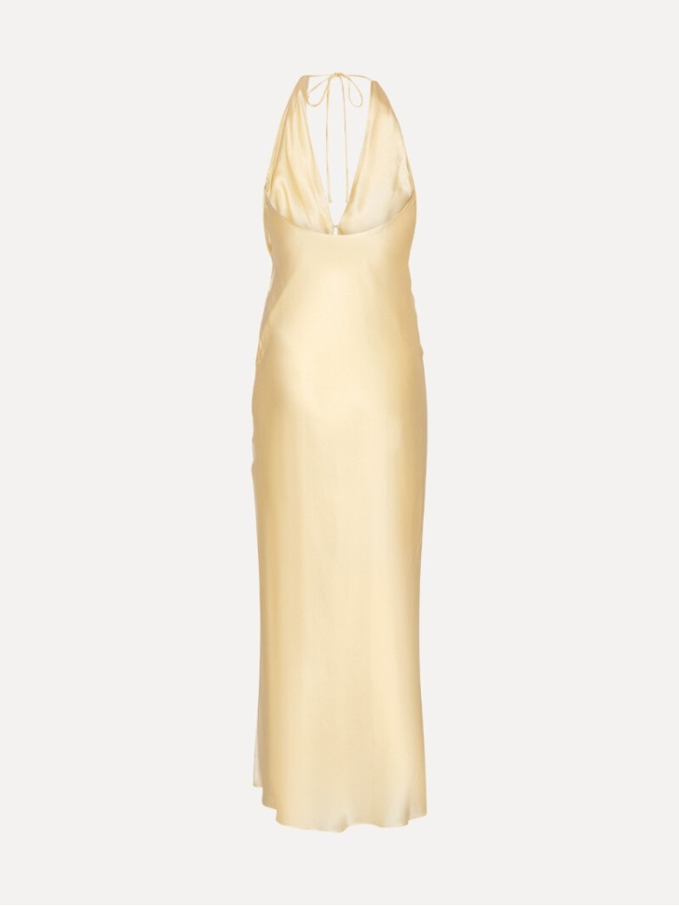Rotate yellow chiffon halter dress