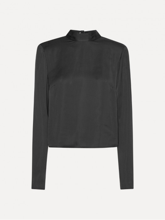 Rotate black satin drapy back top
