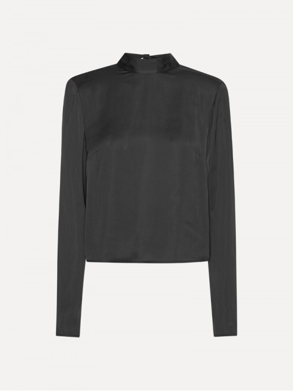 Rotate μαύρο satin top με ντραπέ πλάτη