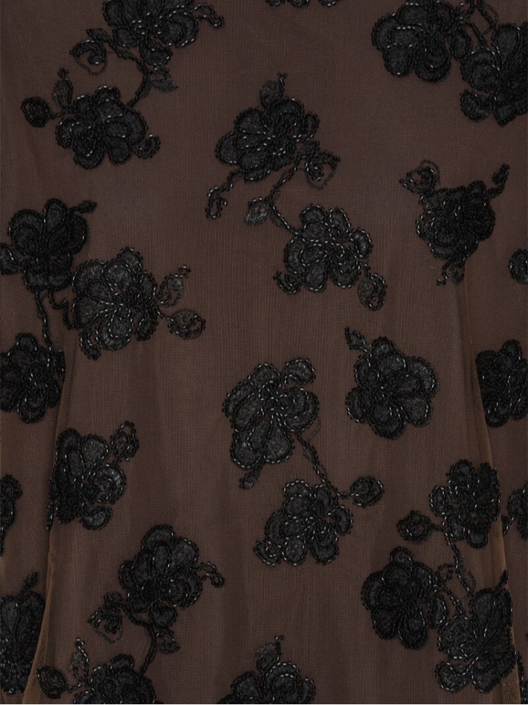 Rotate dark brown beaded oversized top