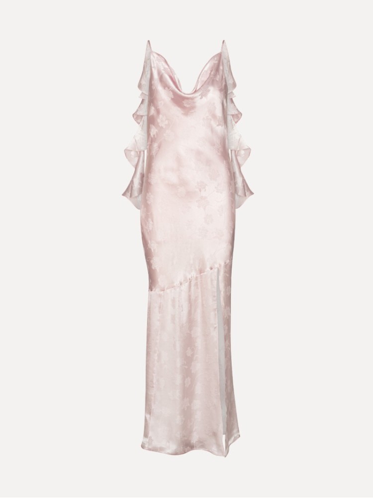 Rotate light pink maxi waterfall dress 