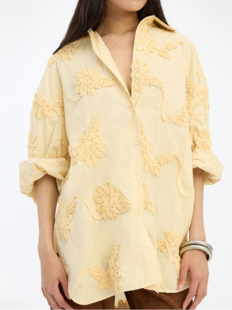 Rotate yellow flower oversized shirt