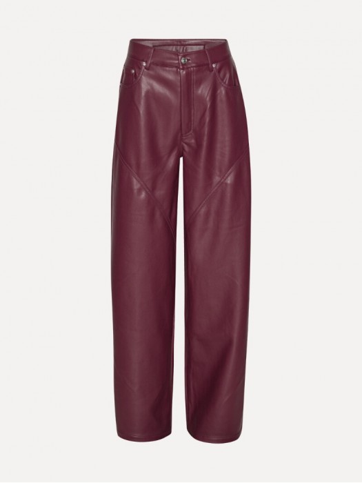 Rotate bordeaux mid waisted piping pants 