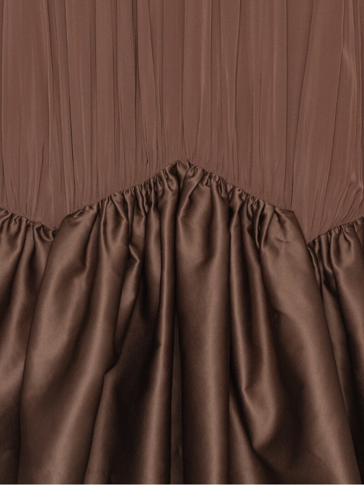 Rotate dark brown gathered mini dress