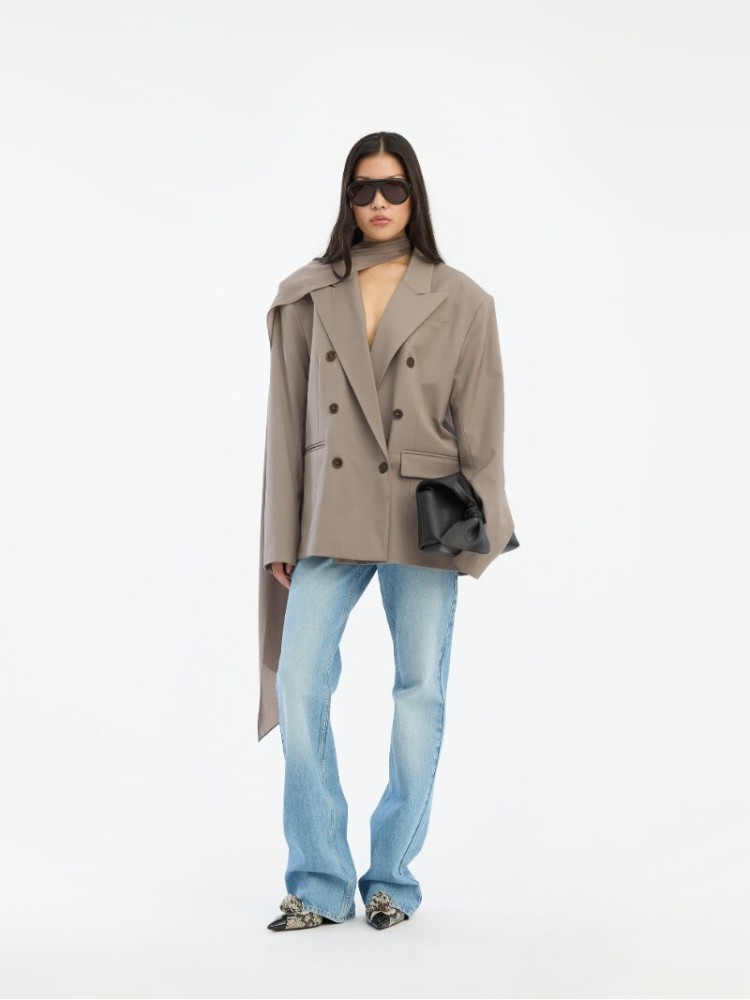 Rotate γκρι oversized scarf blazer