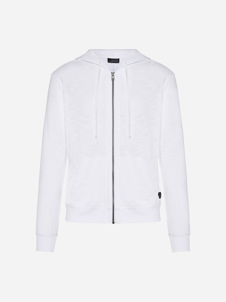 Dirty Laundry λευκή βαμβακερή full ζακέτα σε κανονική γραμμή