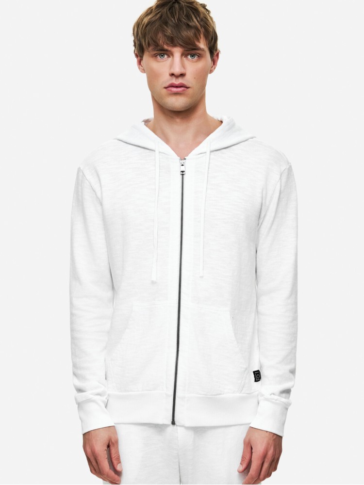 Dirty Laundry λευκή βαμβακερή full ζακέτα σε κανονική γραμμή