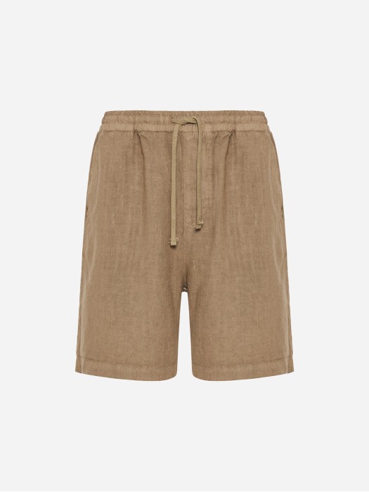 Dirty Laundry taupe λινή βερμούδα σε κανονική γραμμή