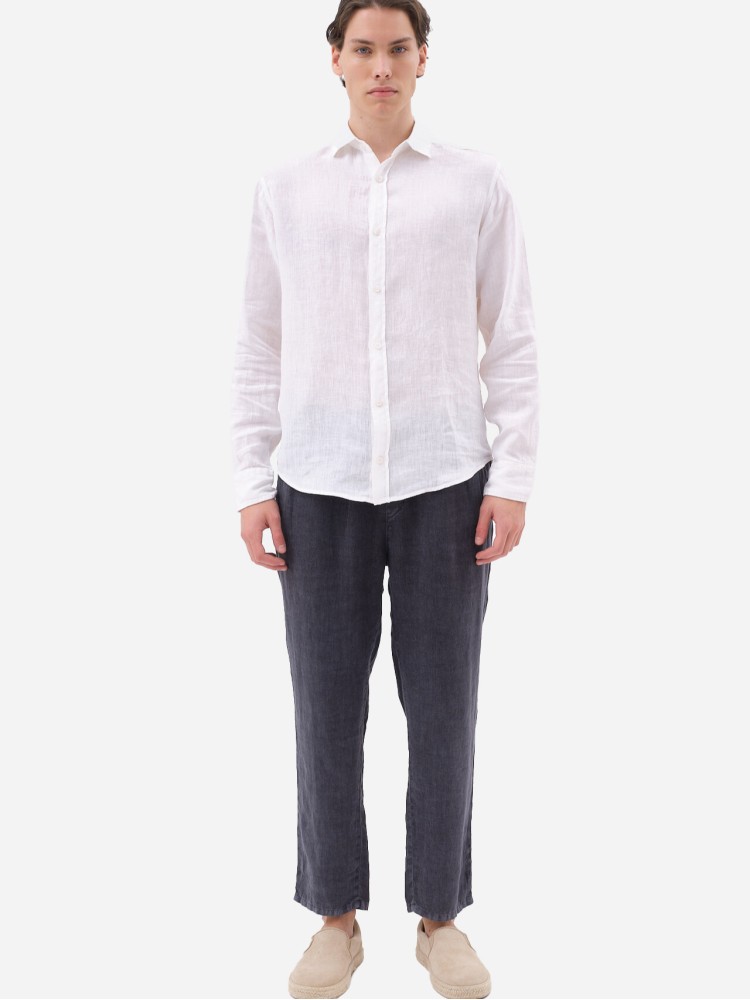 Dirty Laundry άσπρο κλασσικό λινό πουκάμισο