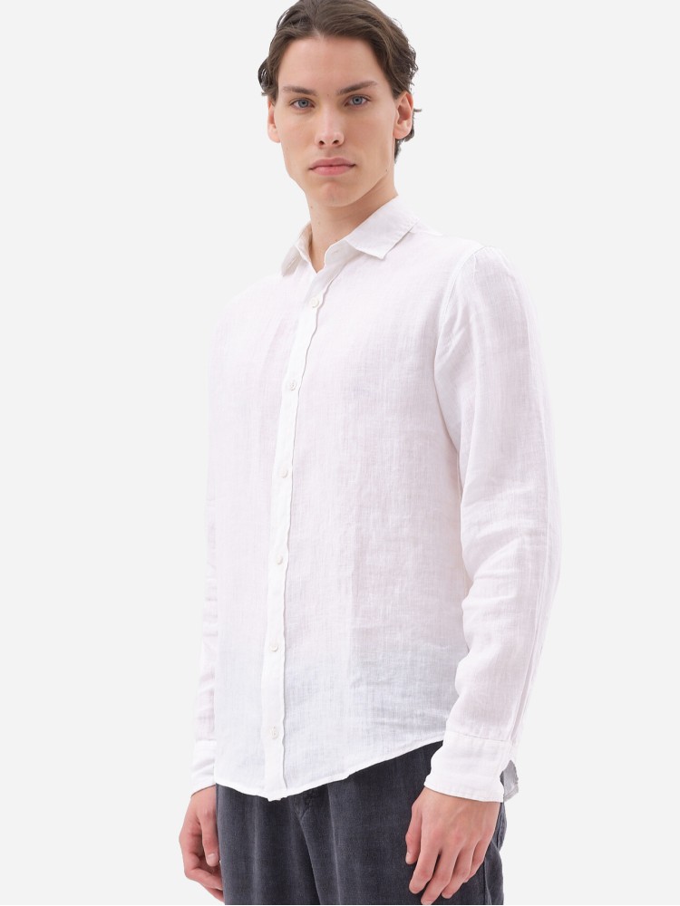 Dirty Laundry άσπρο κλασσικό λινό πουκάμισο