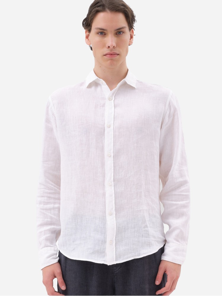 Dirty Laundry άσπρο κλασσικό λινό πουκάμισο