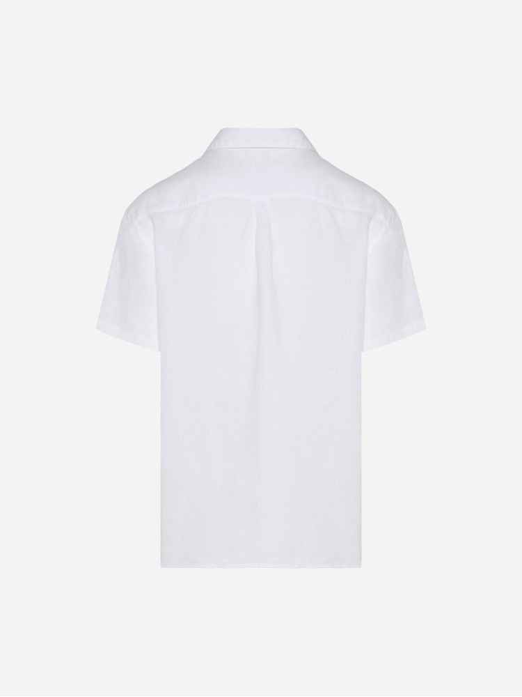 Dirty Laundry άσπρο κοντομάνικο λινό πουκάμισο