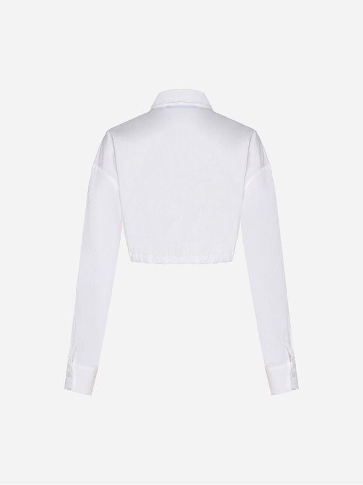 Dirty Laundry white cropped shirt with drawstrings