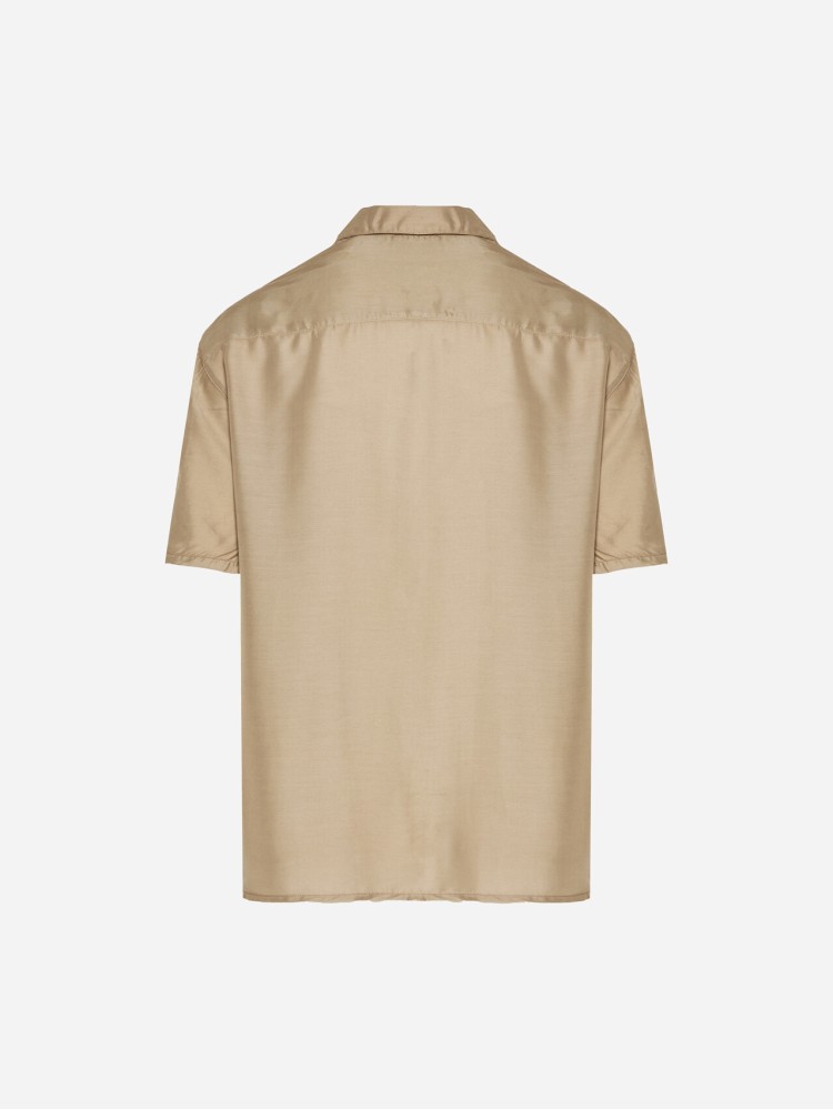 Dirty Laundry taupe silk blend πουκάμισο