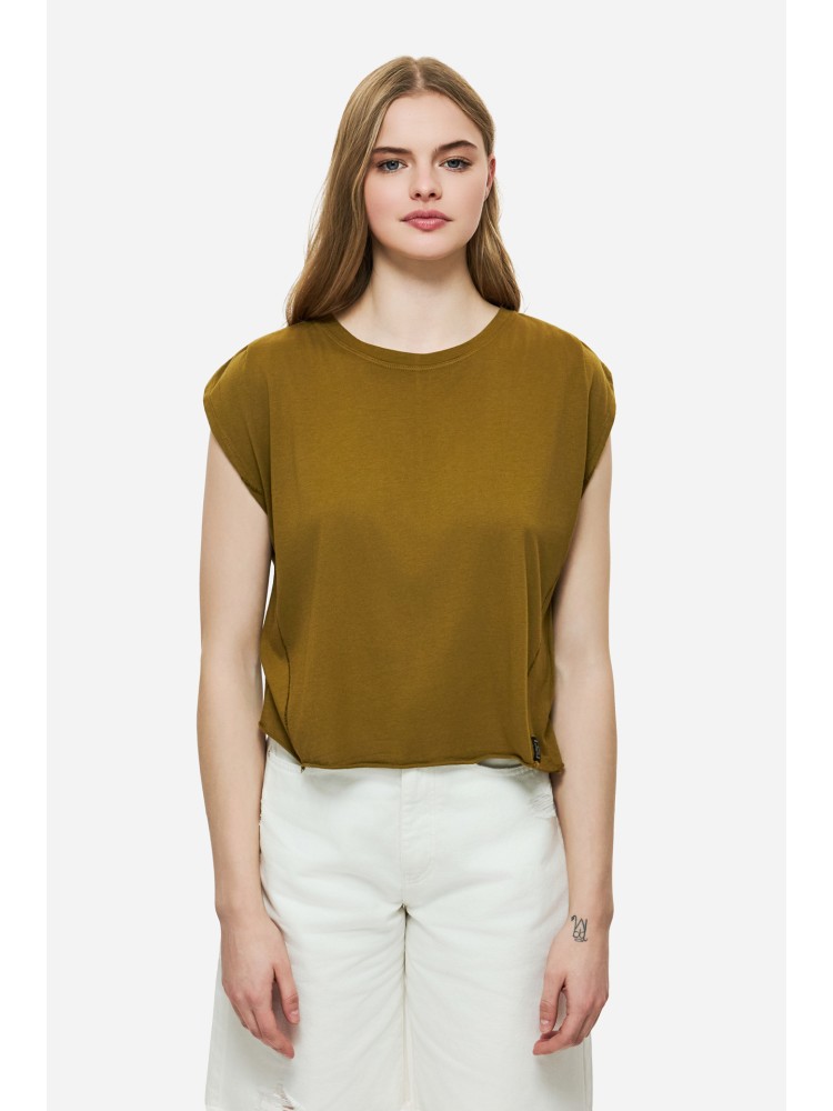 Dirty Laundry olive boxy t-shirt with sleeve detail