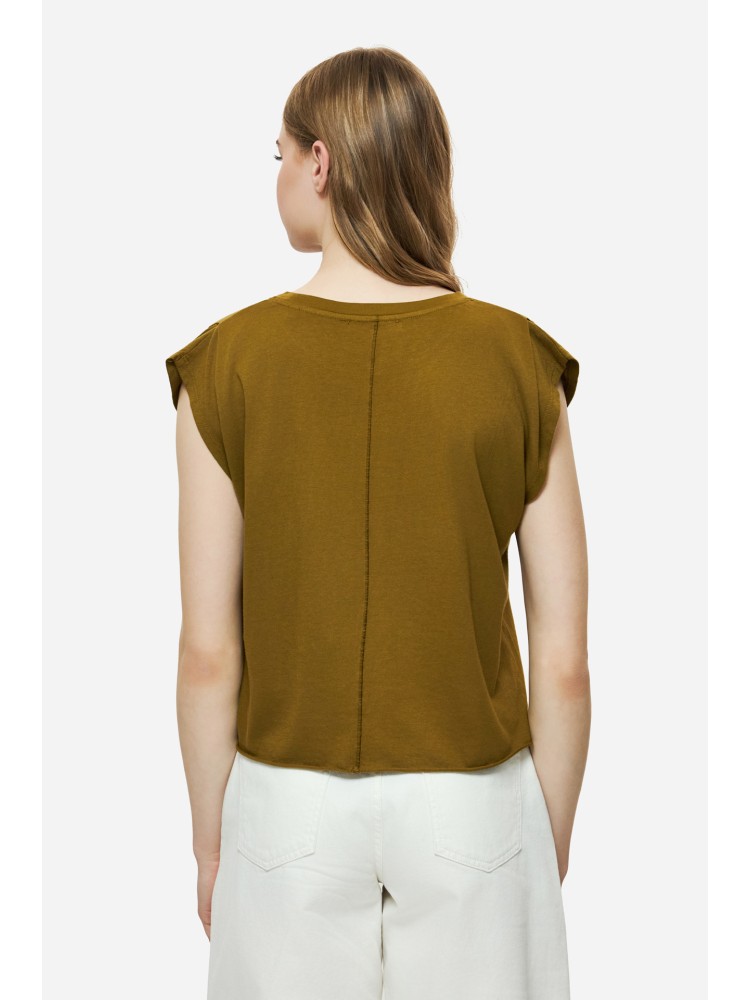 Dirty Laundry olive boxy t-shirt with sleeve detail