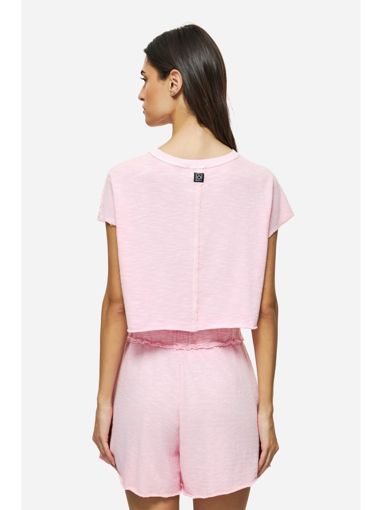 Dirty Laundry bubblegum relaxed raw cut t-shirt 