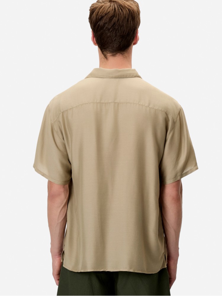 Dirty Laundry taupe silk blend πουκάμισο