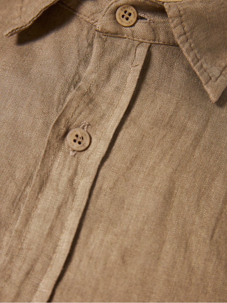 Dirty Laundry taupe κλασσικό λινό πουκάμισο
