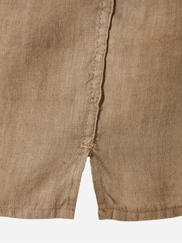 Dirty Laundry taupe κοντομάνικο λινό πουκάμισο