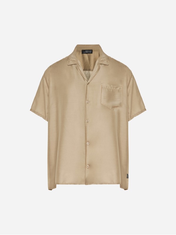 Dirty Laundry taupe silk blend πουκάμισο