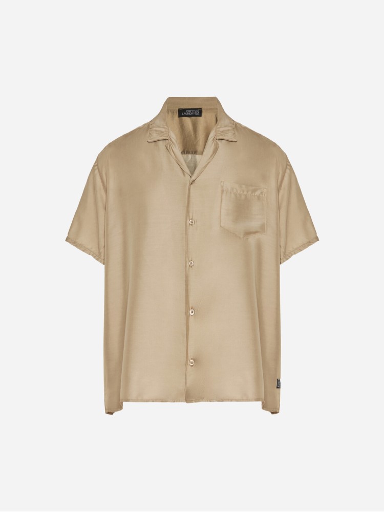 Dirty Laundry taupe silk blend πουκάμισο