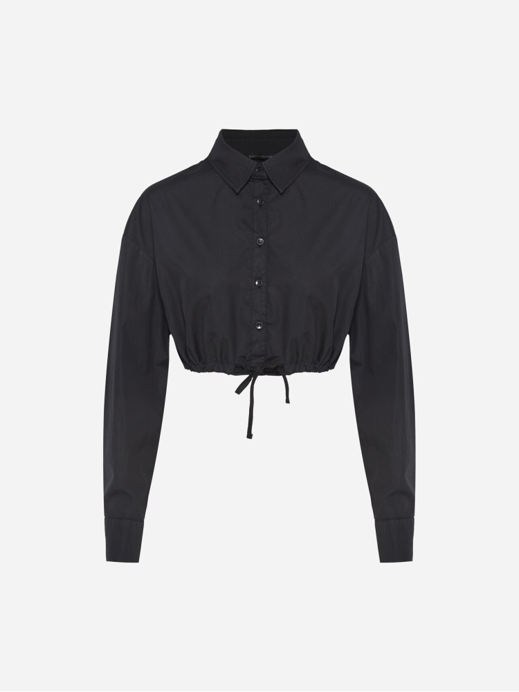 Dirty Laundry black cropped shirt with drawstrings
