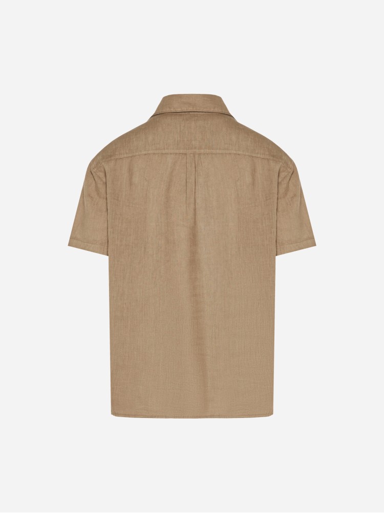 Dirty Laundry taupe κοντομάνικο λινό πουκάμισο